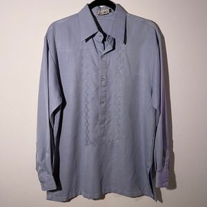 Men's Vintage Exclusive Brand Long Sleeve Embroidered Geometric Shirt Medium